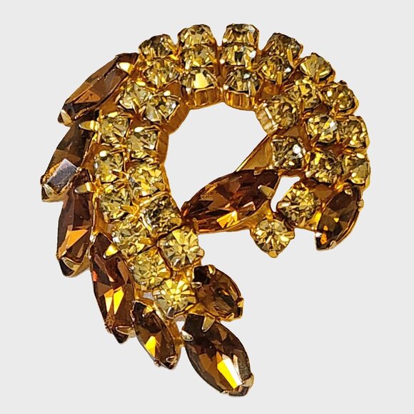 Vintage Jewelry Ladies Set Continental Amber Oval & Clear stones  , clip-on ear - Picture 3 of 4